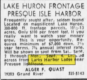 Larks Harbor Lodge Motel - Sep 1972 Ad